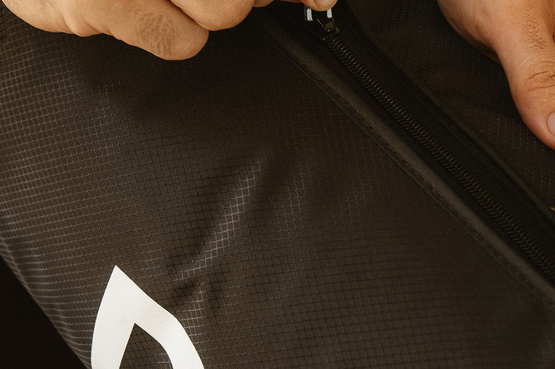 Close-up of the thick diamond-stitched outer fabric on The Recovery Project compression boots